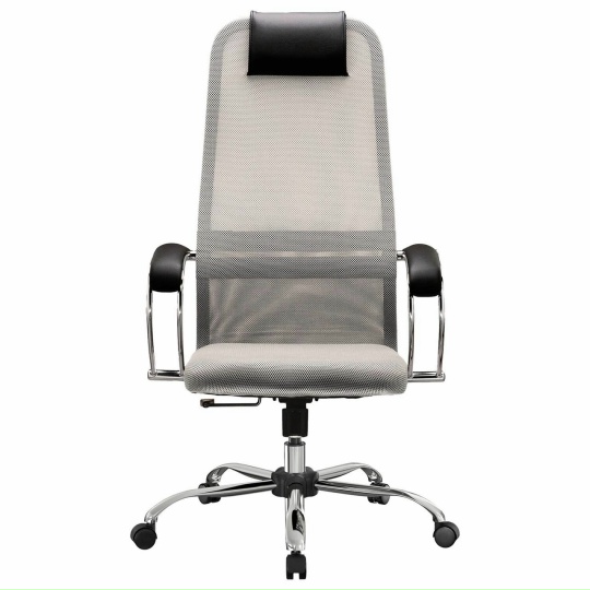 Кресло офисное  хром, ткань-сетка (светло-серое)